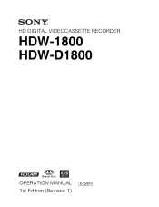 Sony HDWD1800 Operation Manual