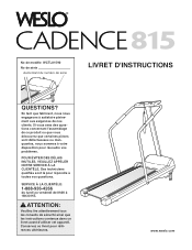 Weslo Cadence 815 Treadmill Canadian French Manual