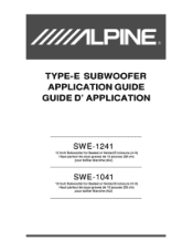Alpine SWE-1241 User Manual