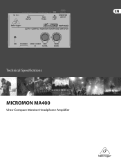 Behringer MA400 Specification Sheet