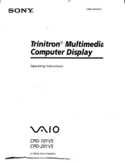 Sony CPD-101VS Operating Instructions  (primary manual)