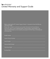 HP Presario SR2000 Limited Warranty and Support Guide (Refurbished Desktops)