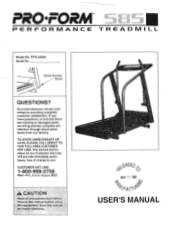 ProForm 585c Treadmill English Manual