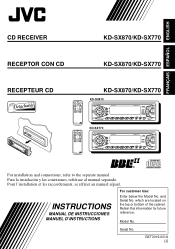 JVC KDSX770 Instructions