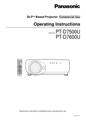 Panasonic PTD7600U PTD7500U User Guide