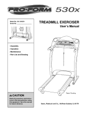 ProForm 530x Treadmill English Manual