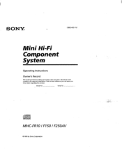 Sony MHC-F150 Operating Instructions