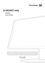 ViewSonic VA2447-MHJ - 24 1080p Ergonomic 75Hz Monitor with FreeSync HDMI and VGA User Guide