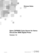 Xerox P8EX Spire CXP8000 Color Server Release Notes