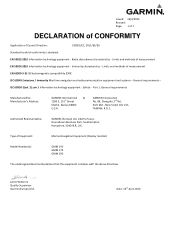 Garmin GMM 190 Marine Monitor Declaration of Conformity
