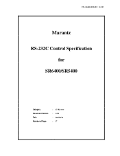 Marantz SR5400 Marantz AV Receiver IR Remote Code List