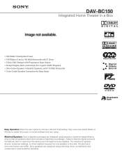Sony DAV-BC150 Marketing Specifications