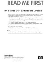 HP SN6000B HP B-series SAN Switches and Directors Read Me First (5697-0916, September 2011)