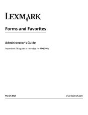 Lexmark MX6500e 6500e Forms and Favorites Administrator's Guide