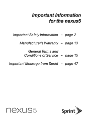 LG D820 Sprint Update - Nexus 5 Safety & Warranty