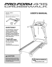 ProForm 415 Crosswalk Treadmill Canadian English Manual