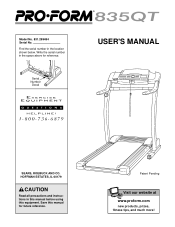 ProForm 835qt English Manual