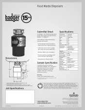 InSinkErator Badger 15ss Specifications