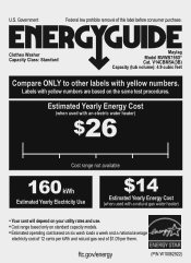 Maytag MVWB755DW Energy Guide