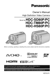 Panasonic HDC-HS80K HDCHS80 User Guide