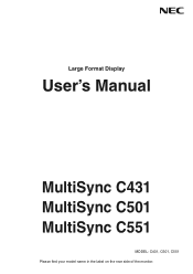 NEC C431 User Manual - English