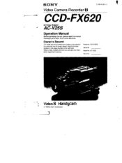 Sony CCD-FX620 Primary User Manual