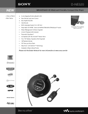 Sony D-NE520 Marketing Specifications