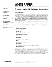 Compaq 312134-B21 Compaq Leadership in Server Innovations