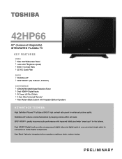 Toshiba 42HP66 Printable Spec Sheet