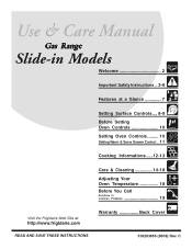 Frigidaire PLGS389EC Use and Care Manual