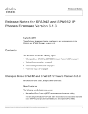 Linksys SPA942 Release Notes for Cisco SPA942 and SPA962 Version 6.1.3