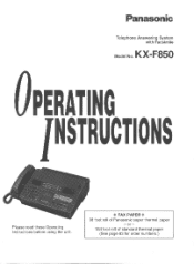 Panasonic KXF850 KXF850 User Guide