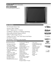Sony KV-32HV600 Marketing Specifications