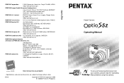 Pentax 0ptio S5Z Operation Manual