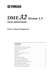 Yamaha DME32 DME32 V1.5 Supplement