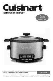 Cuisinart MSC-400 Instruction and Recipe Booklet