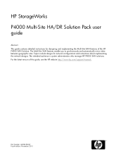 HP StoreVirtual 4335 9.0 HP StorageWorks P4000 Multi-Site HA/DR Solution Pack User Guide