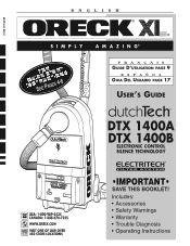 Oreck DTX1400 Owners Guide