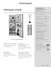 Frigidaire FFET1222UB Product Specifications Sheet