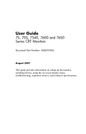 HP P8737AA#ABA User Guide - 75, 705, 7540, 7600 and 7650 Series 17' CRT Monitors