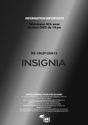 Insignia NS-19LD120A13 Important Information (French)