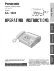 Panasonic KXF880 KXF880 User Guide