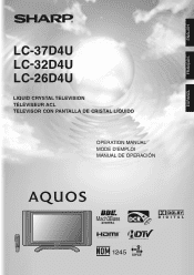Sharp 32D4U LC-26D4U | LC-32D4U | LC-37D4U Operation Manual