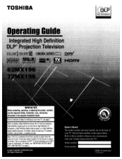 Toshiba 62MX196 Operating Guide