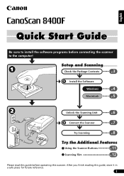 Canon 9554A002 CanoScan 8400F Quick Start Guide