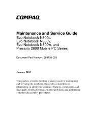 HP Evo n800w Maintenance and Service Guide