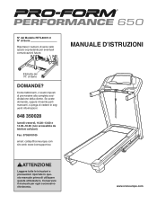 ProForm Performance 650 Treadmill Italian Manual