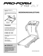 ProForm 710 Zlt Treadmill German Manual