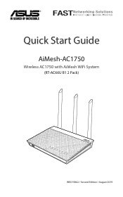 Asus AiMesh AC1750 WiFi System RT-AC66U B1 2 Pack RT-AC66U B1 2 PACK QSG Quick Start Guide for Western European