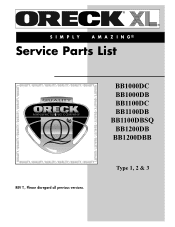 Oreck BB1000 Parts List